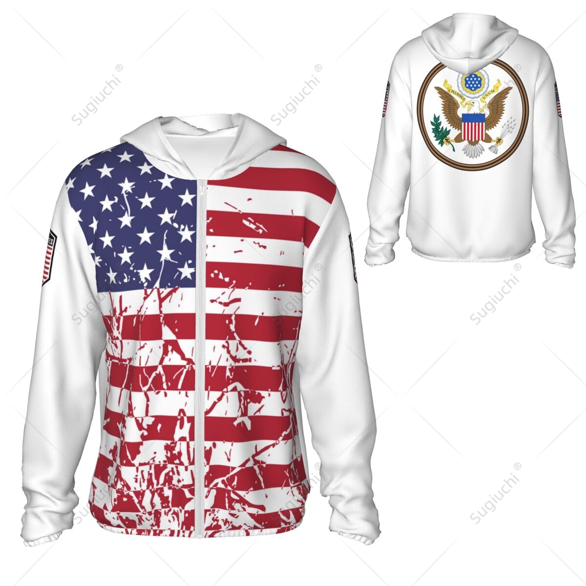 Fishing Hoodie - United States Flag Sun Protection Hoodie