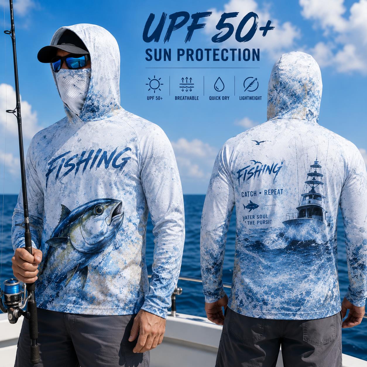 Fishing Hoodie Shirt Men Long  - Fishing Hoodie ulasan dan harga