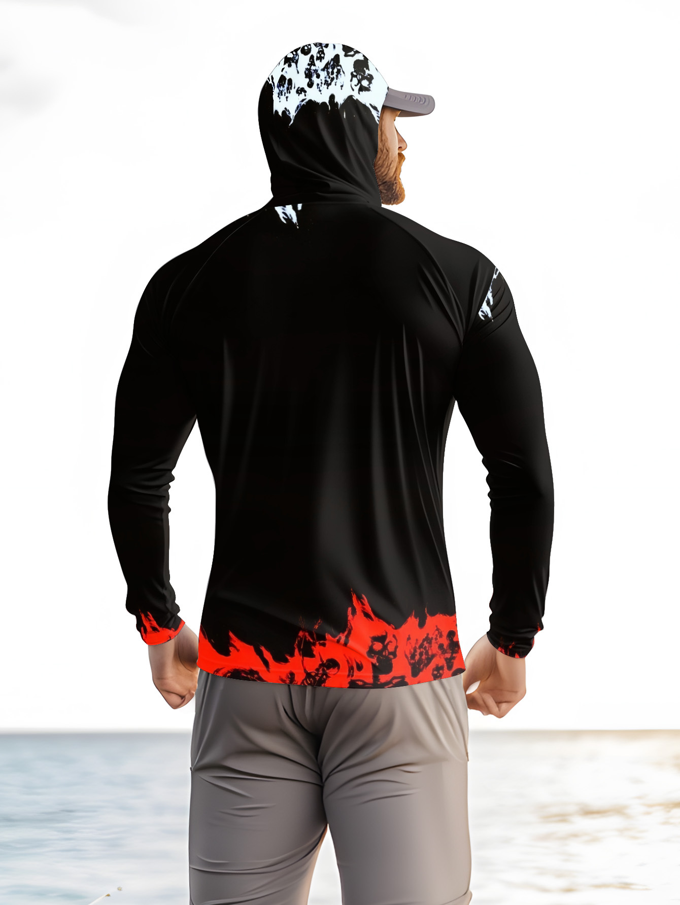 Men Hood Fishing Shirt long sl - Fishing Shirt Uv Protection ulasan dan harga