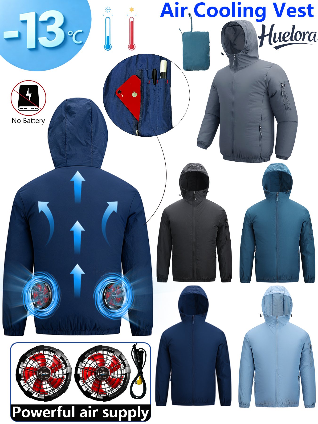 Men's Hooded USB Cooling Jacke - Fishing Hoodie ulasan dan harga