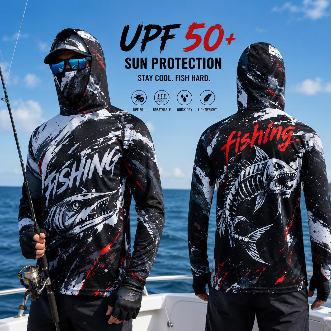 Men's Hooded Fishing Shirt UPF - Fishing Hoodie ulasan dan harga