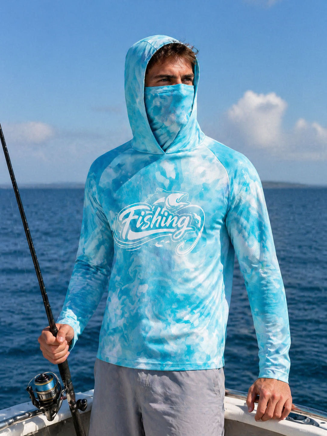 Fishing Shirt Hooded Men Fishi - Fishing Hoodie ulasan dan harga
