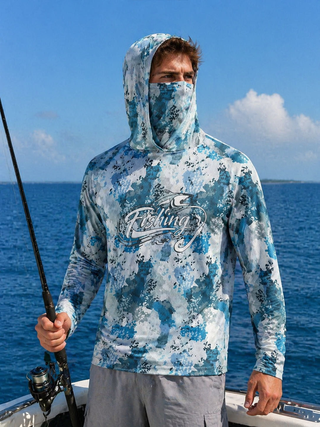 Fishing Shirt Hooded Men Fishi - Fishing Hoodie ulasan dan harga