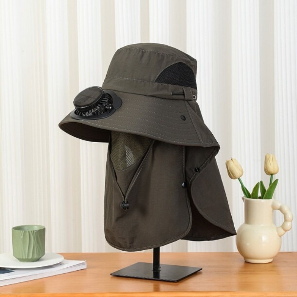 Portable Solar Rechargeable Fa - Fishing Hat ulasan dan harga