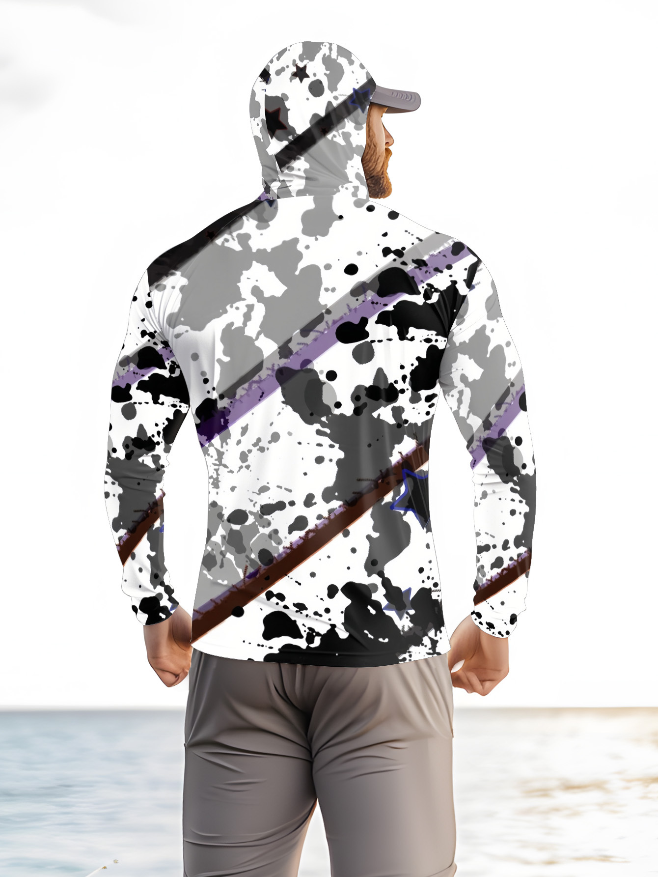 Men Hood Fishing Shirt long sl - Fishing Shirt Uv Protection ulasan dan harga