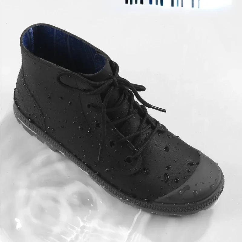 Winter Men Rain Boots Lace-up  - Fishing Boots ulasan dan harga